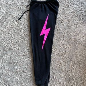Like NEW Aviator Nation Neon Pink Bolt Sweatpants size XS